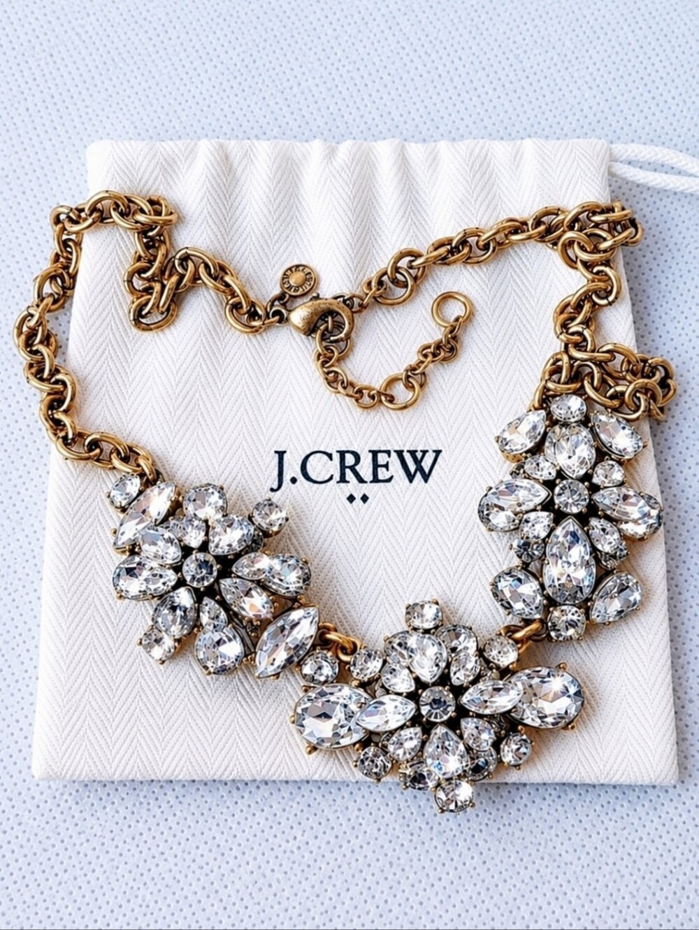 J. Crew Formal Clear Rhinestone Statement Necklace With Dust Bag Formal Bridal